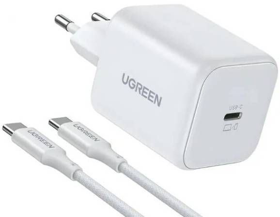Мережевий зарядний пристрій UGREEN X524 45W USB-C GaN Fast Charger Set White (65055) - Фото 1