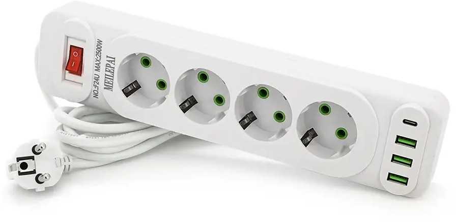 Сетевой фильтр Voltronic F24U 4р EU+3 USB+PD 2m (31691) - Фото 1