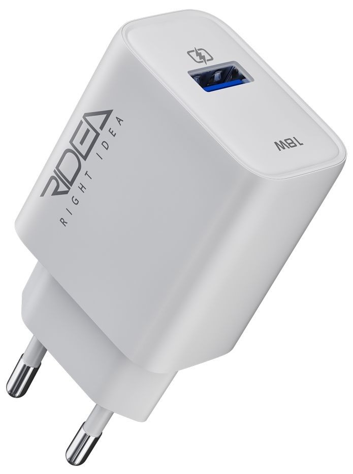 Мережевий зарядний пристрій Ridea Rapid 1USB QC 18W White (RW-18120) - Фото 1