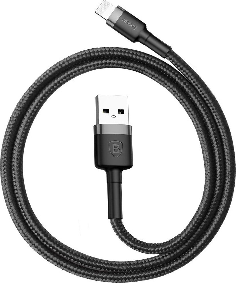 Кабель синхронизации данных Baseus Cafule USB Lightning 1m Black/Grey (CALKLF-BG1) - Фото 1