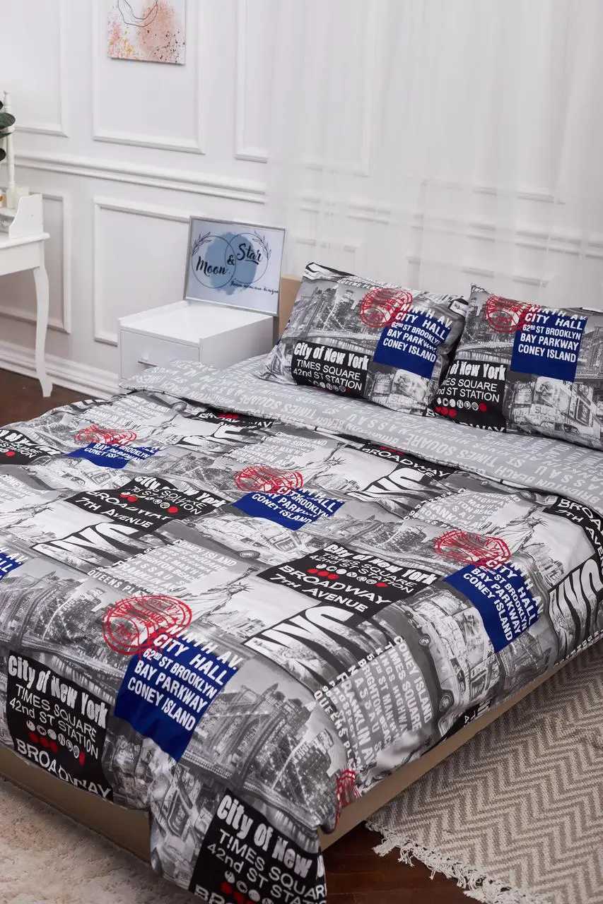 Комплект постельного белья Moon&Star Бязь Gold Люкс New York King Size 220x240 (MS-820002972) - Фото 1