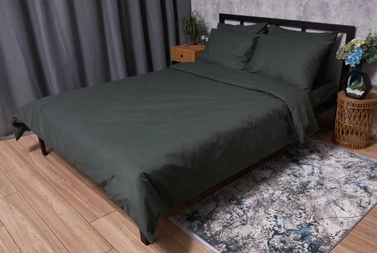 Комплект постельного белья детский Moon&Star Бязь Gold Люкс Dark Green 110х140 нав. 2х40х40 (MS-830000060) - Фото 1