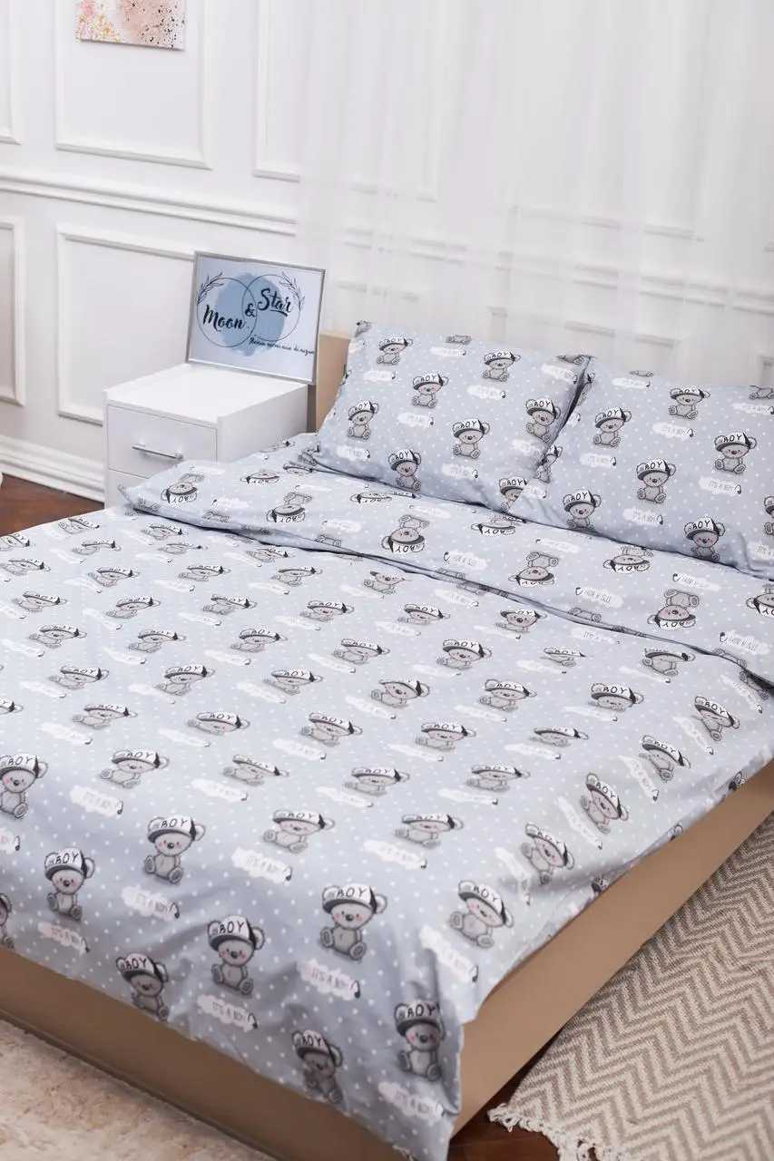 Комплект постельного белья детский Moon&Star 110х140 нав. 2х50х50 Teddy Boy Бязь Gold Люкс (MS-830000022) - Фото 1