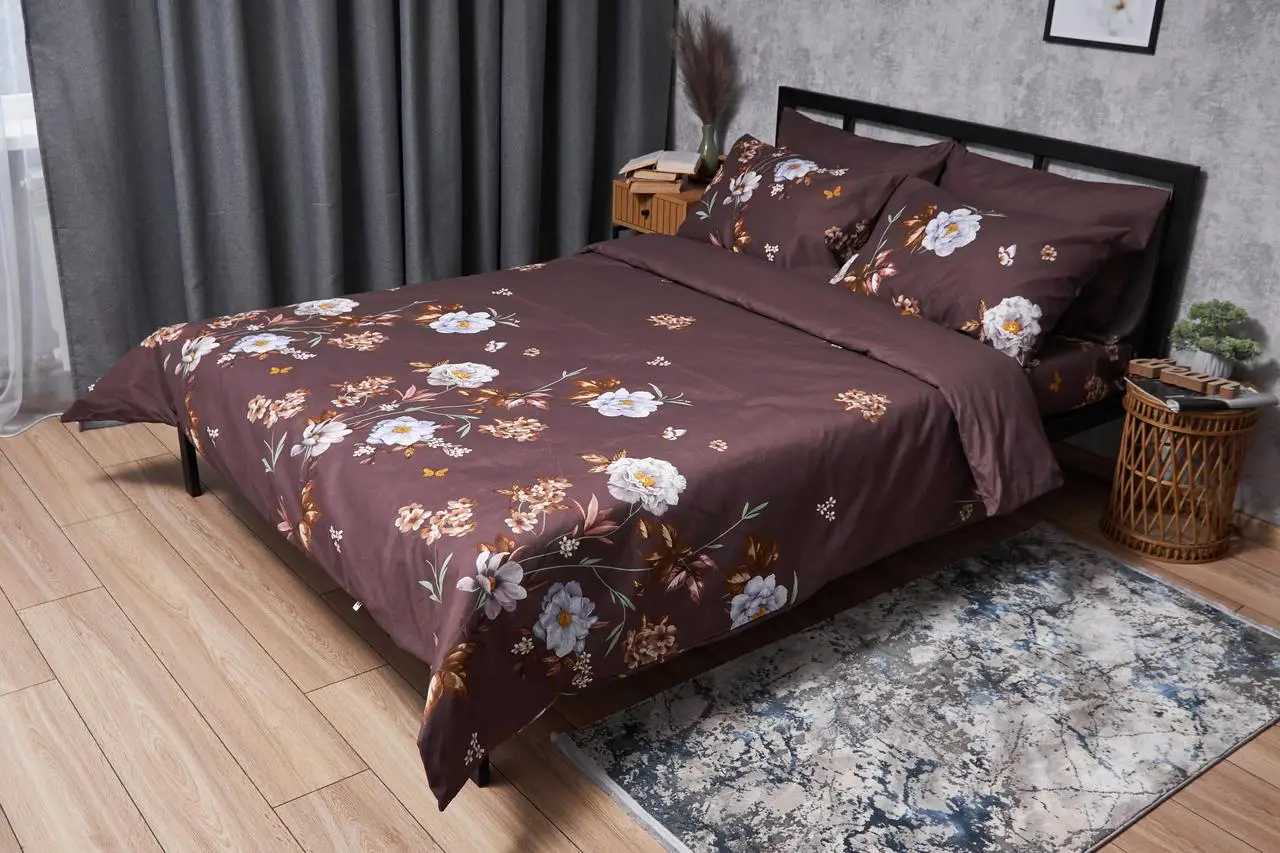 Комплект постільної білизни Moon&Star Мікросатин Premium Floral Mocha 160х220 нав. 4х50х70  (MS-820005028) - Фото 1