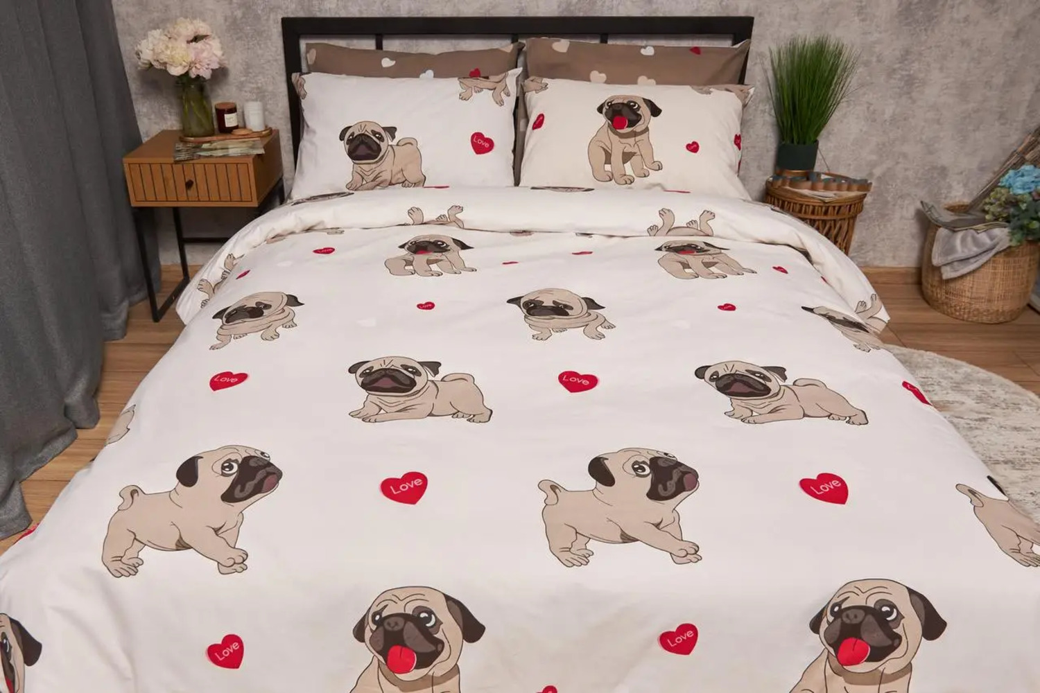 Комплект постільної білизни Moon&Star Бязь Gold Люкс «Bulldog Love» 143х210 см нав. 4х70х70  (MS-820005724) - Фото 1