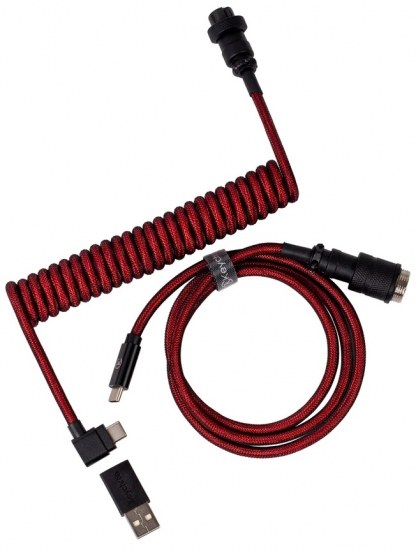 Кабель синхронизации данных Keychron Type-A/Type-C Premium Coiled Aviator Cable-Angled Red (CAB4_KEYCHRON) - Фото 1