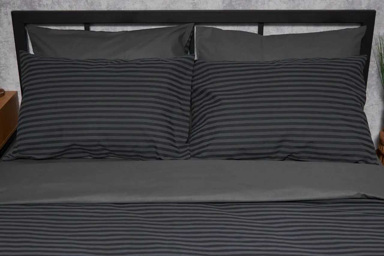 Наволочка Moon&Star Бязь Gold Люкс Gray Stripe&Black 40х60 см 2 шт. (MS-840000205) - Фото 1