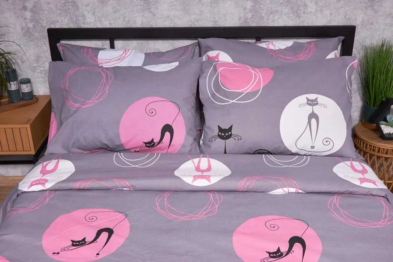 Наволочка Moon&Star Бязь Gold Люкс Mauve Cats 60х60 см 2 шт. (MS-840000280) - Фото 1