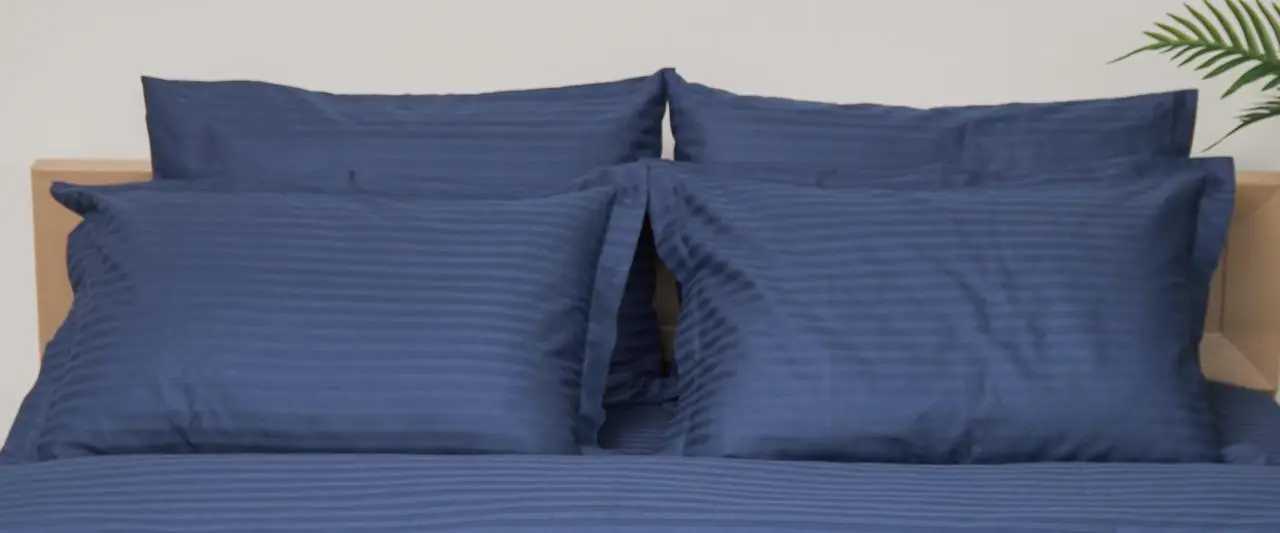Наволочка Moon&Star Satin Stripe Delfi Blue 60х60 см 2 шт. (MS-840000382) - Фото 1