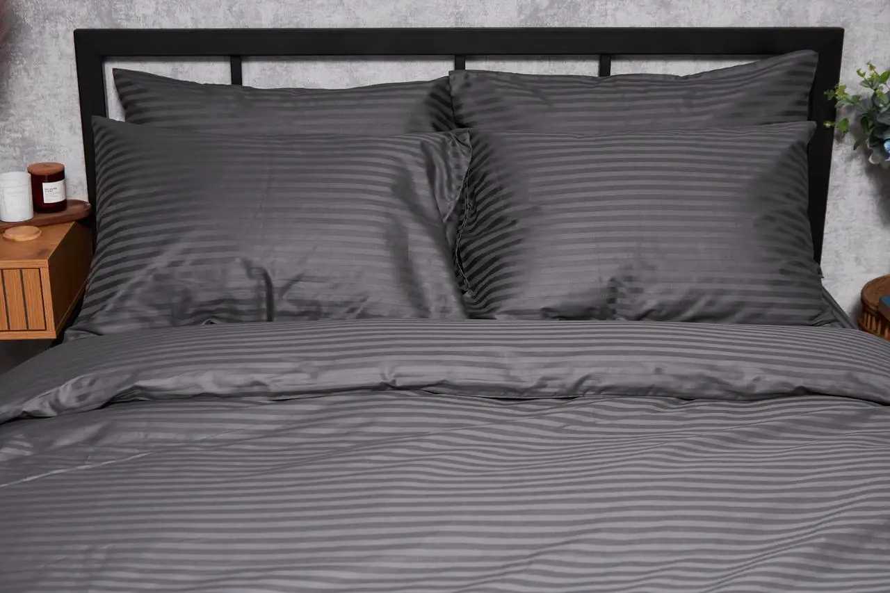 Наволочка Moon&Star Satin Stripe Stripe Black 70х70 2 шт. (MS-840000401) - Фото 1