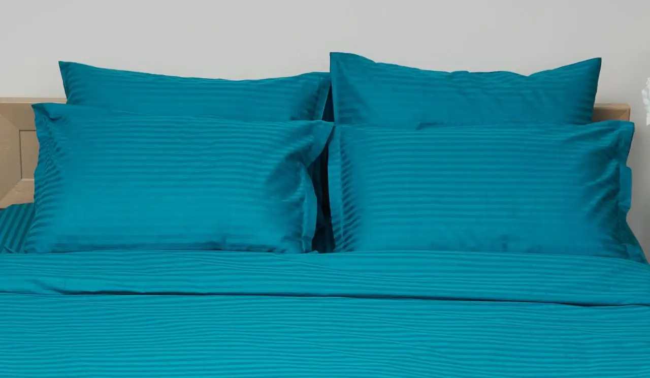 Наволочка Moon&Star Satin Stripe Turkish Blue 60х60 см 2 шт. (MS-840000430) - Фото 1