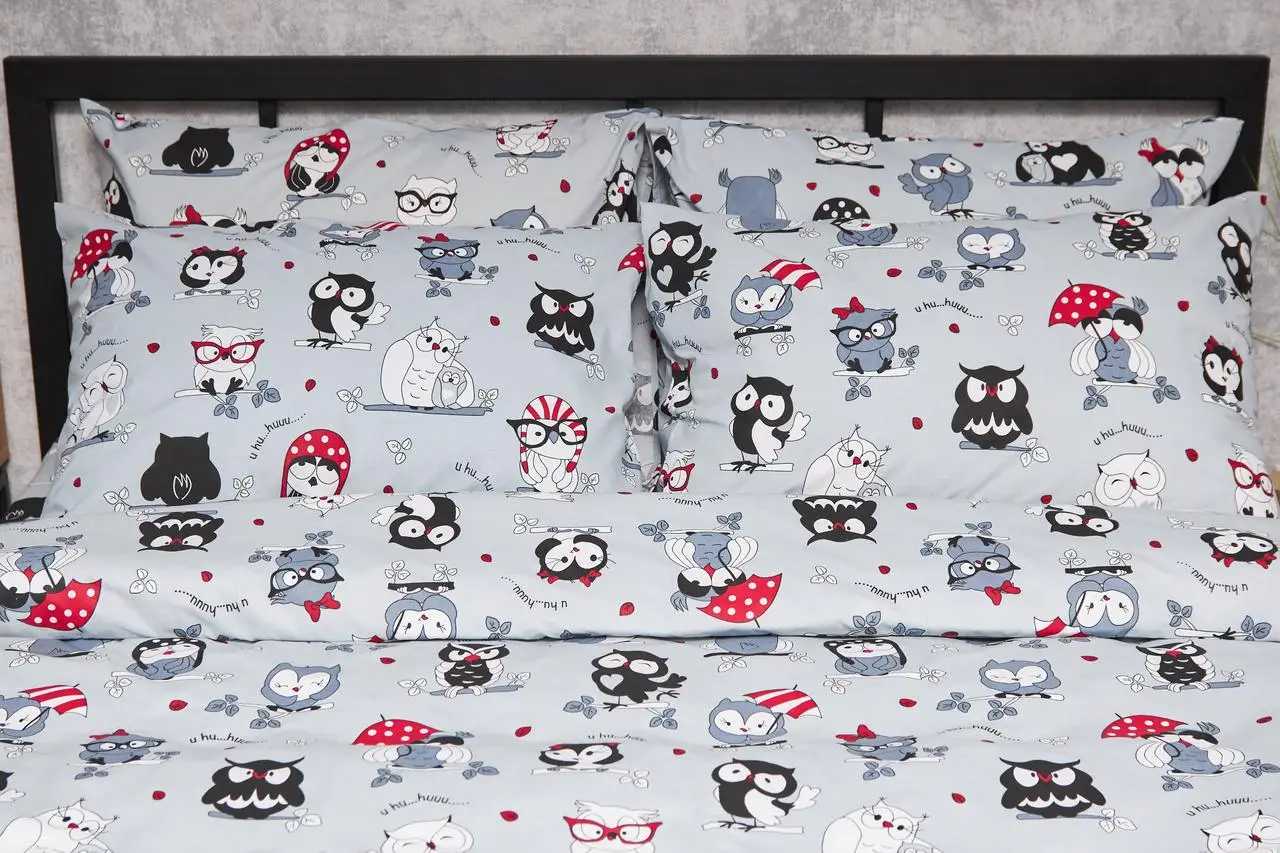 Наволочка Moon&Star Бязь Gold Люкс Owls Gray 60х60 см 2 шт. (MS-840000688) - Фото 1