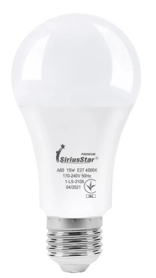 Лампочка светодиодная SiriusStar 3108 А65 15W-4000K-E27 - Фото 1