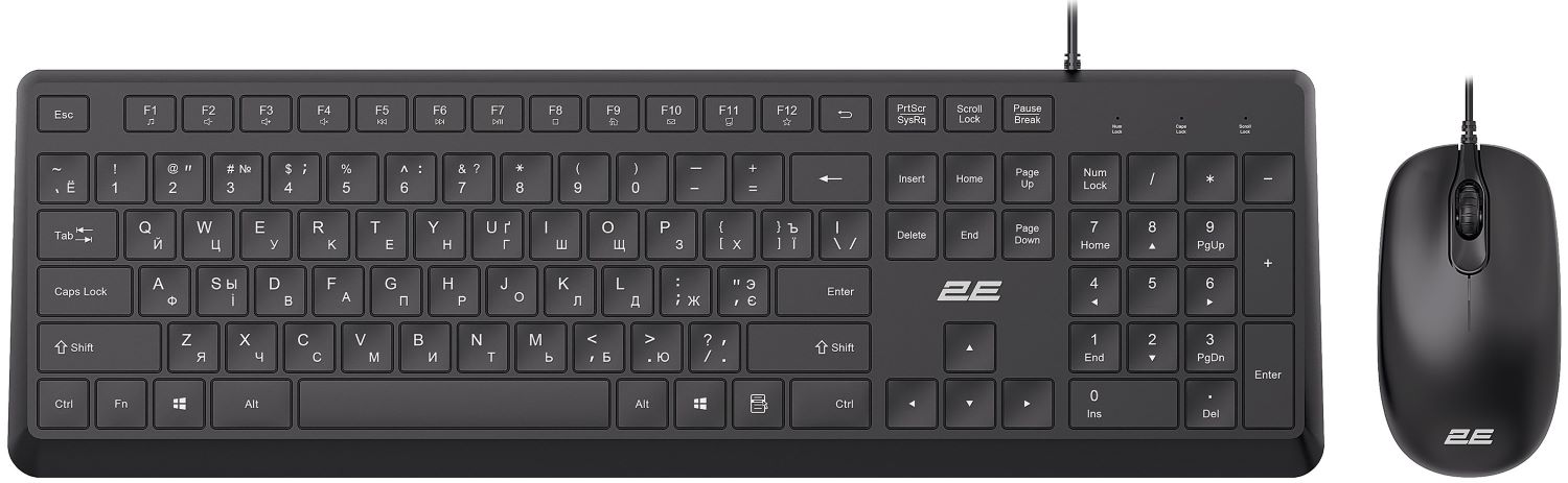 Клавиатура+мышь 2E MK405 USB-A EN/UKR/RU Black (2E-MK405UBK) - Фото 1