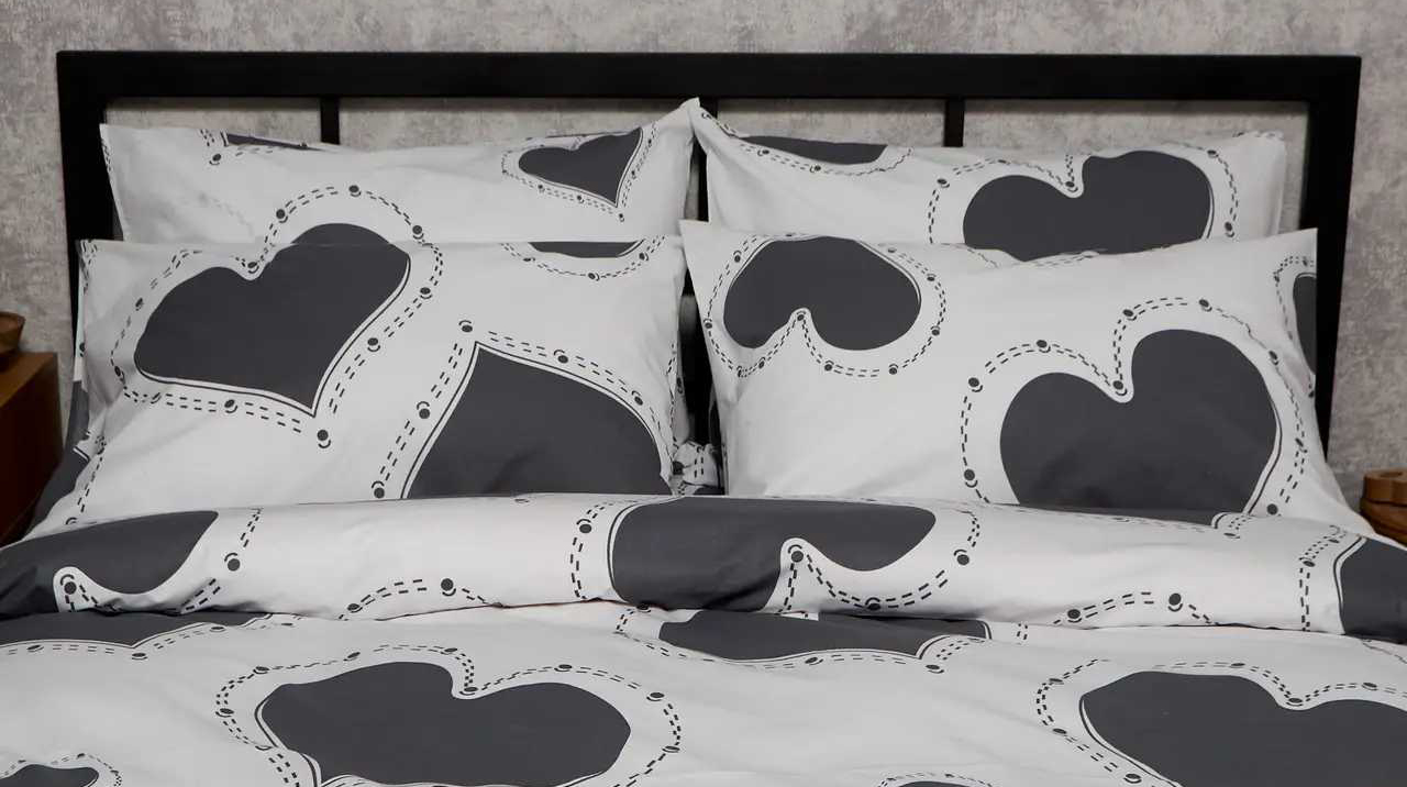 Наволочка Moon&Star Бязь Gold Люкс Grey Love 40х40 2 шт (MS-840001380) - Фото 1