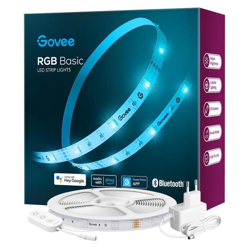 Світлодіодна стрічка Govee H615A LED Strip Lights RGB WI-FI/Bluetooth мікрофон White 5 m (H615A3A3) - Фото 1