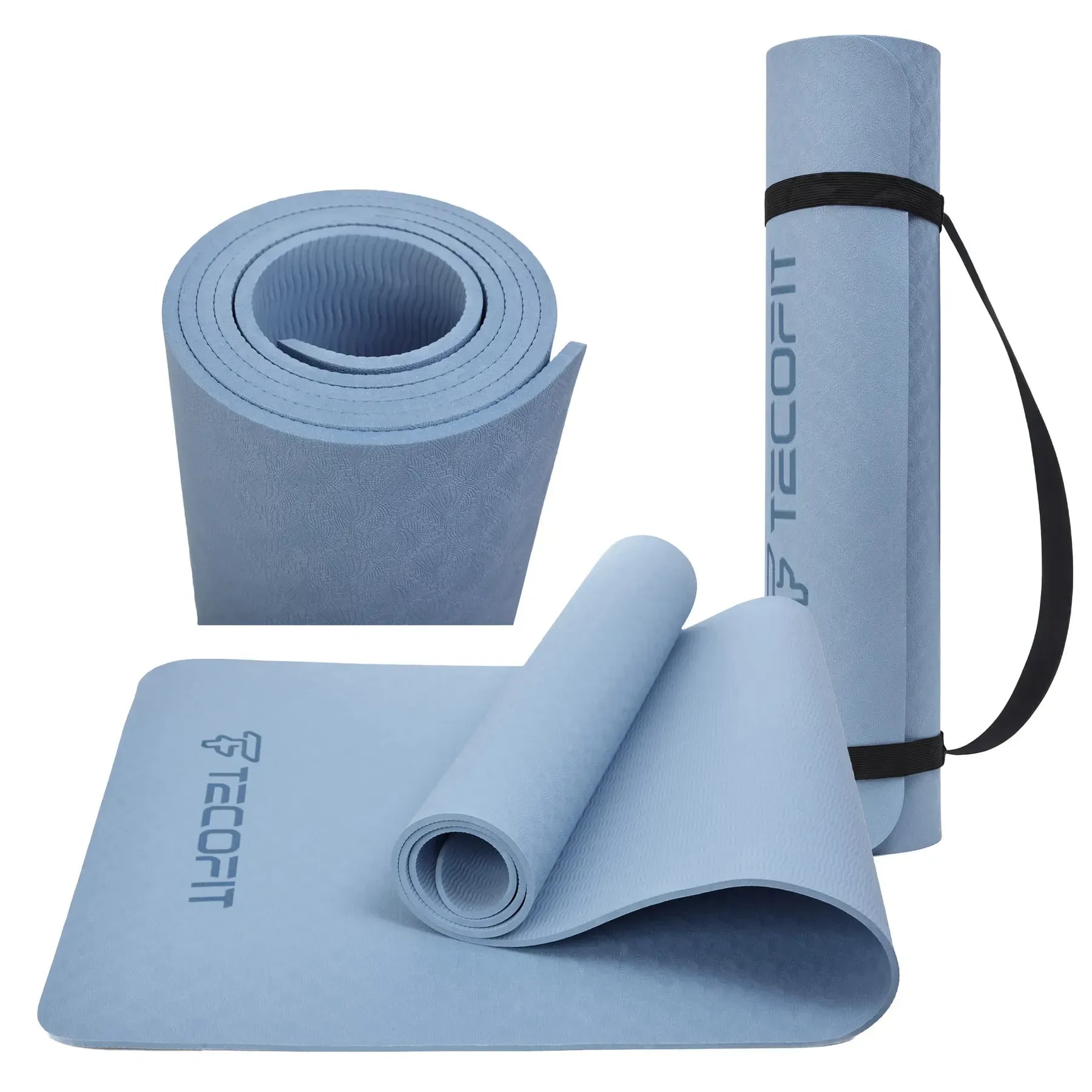 Коврик для йоги и фитнеса TECOFIT TPE Mat single color 183х61х0.6 см Blue (TOP18074471) - Фото 1
