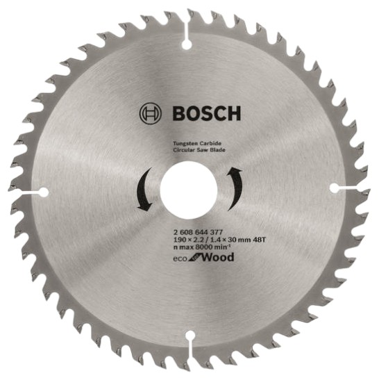 Диск алмазный Bosch Eco for Wood 190x2.2x30-48T (2.608.644.377) - Фото 1