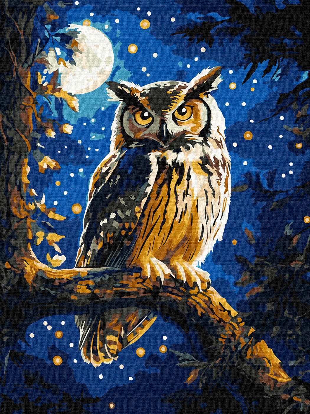 Картина за номерами Ideyka Нічна сова з фарбами металік extra 30х40 см (KHO6681) - Фото 1