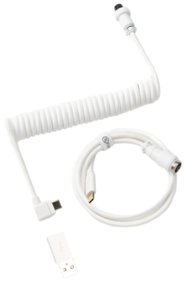 Кабель синхронизации данных Keychron USB-A/USB-C  to USB-C 1.36m Type-C, Coiled Aviator White (CAB9_KEYCHRON) - Фото 1