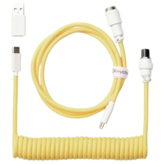 Кабель синхронизации данных Keychron USB-A/USB-C to USB-C 1.36m Type-C, Coiled Aviator Yellow (CAB16_KEYCHRON) - Фото 1