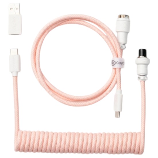 Кабель синхронизации данных Keychron USB-A/USB-C to USB-C 1.36m Type-C, Coiled Aviator Pink (CAB15_KEYCHRON) - Фото 1