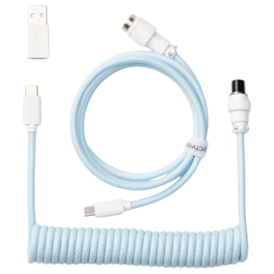 Кабель синхронизации данных Keychron USB-A/USB-C to USB-C 1.36m Type-C, Coiled Aviator Blue (CAB19_KEYCHRON) - Фото 1
