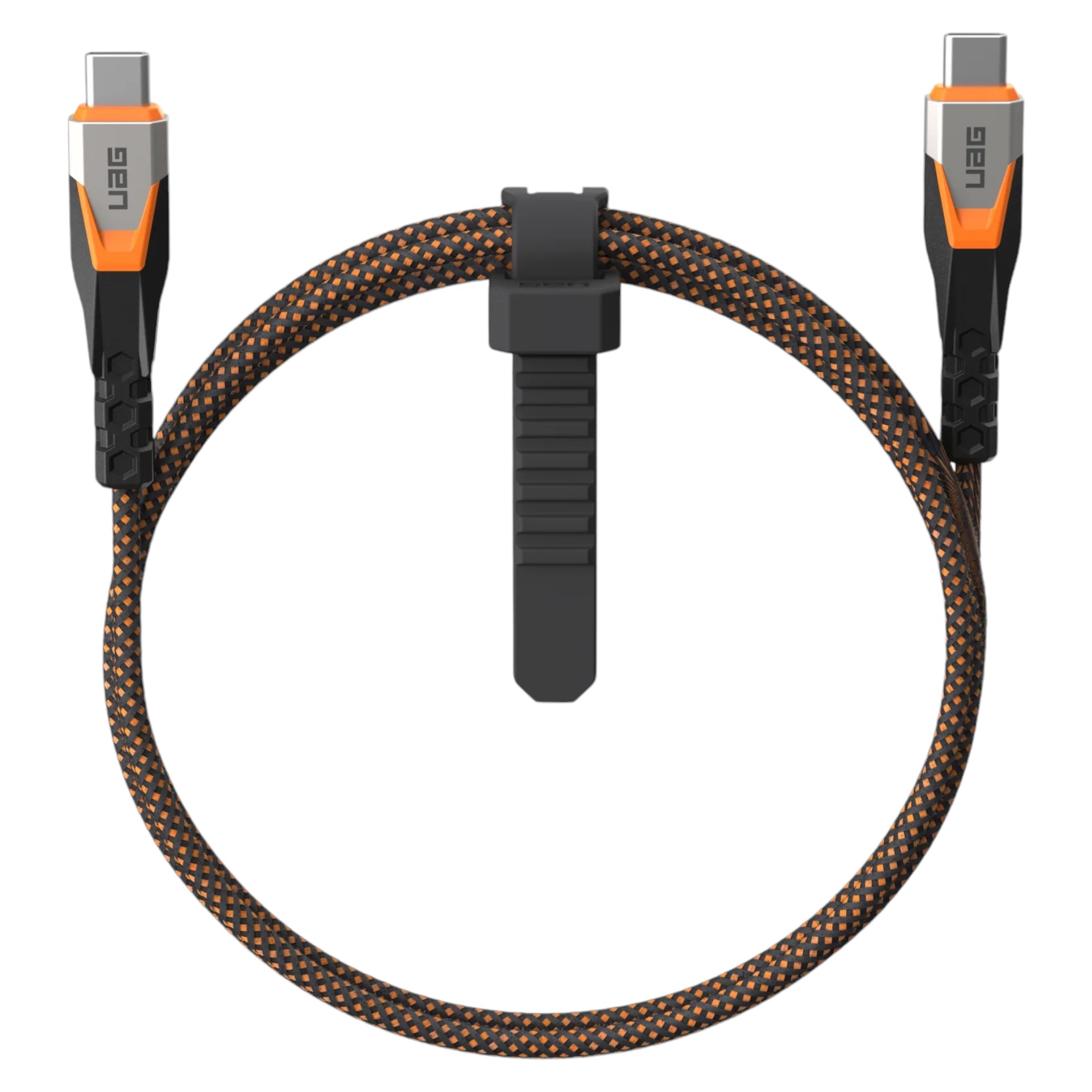 Кабель синхронизации данных UAG USB-C - USB-C 3.2  0.75 м, Rugged Double Braided Nylon, Black/Orange (9B4415114097) - Фото 1