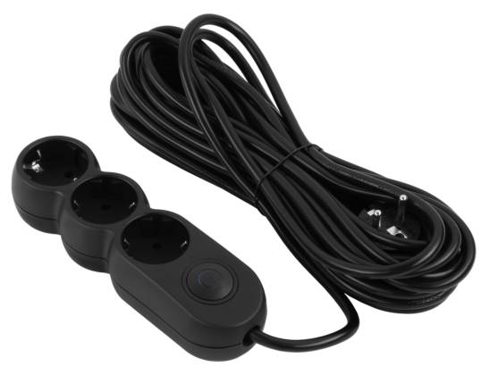 Удлинитель 220В 2E Plus 3 розетки 10 м Black (2E-U03VES10MBK) - Фото 1