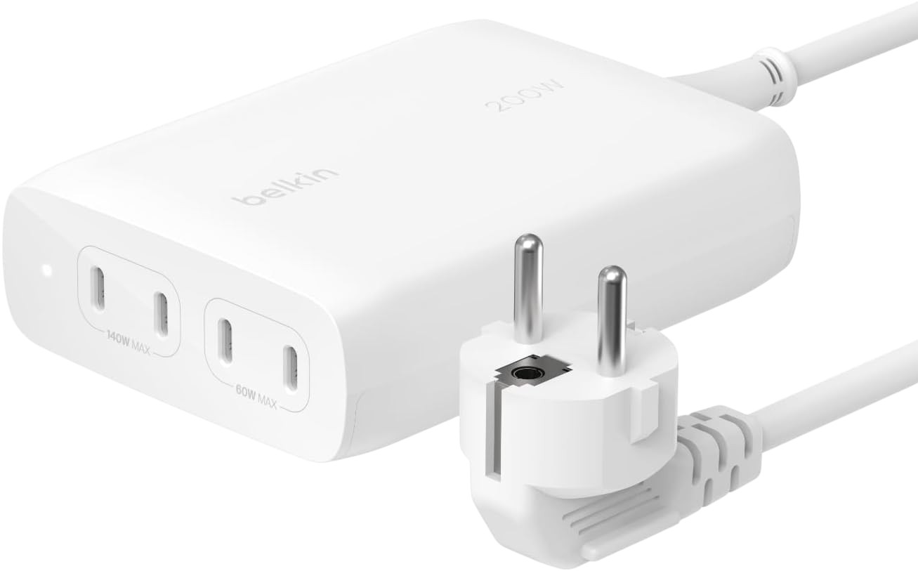 Сетевое зарядное устройство Belkin 4хUSB-С GAN PD PPS White (WCH015VFWH) - Фото 1