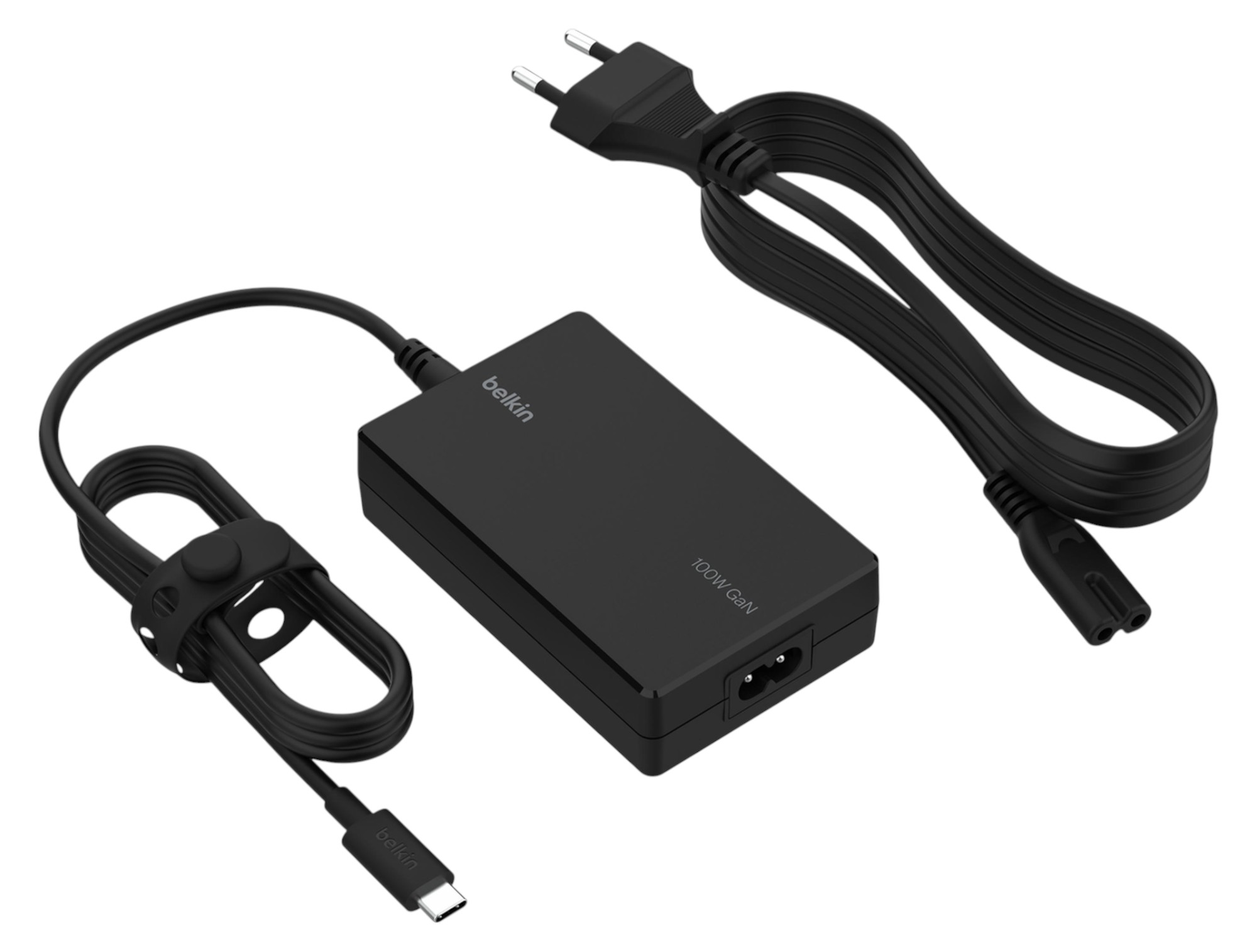 Зарядное устройство для ноутбука Belkin 100Вт USB-С GAN PD PPS кабель USB-C 2m Black (INC016VFBK) - Фото 1