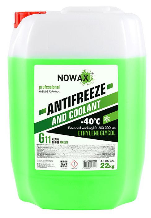 Антифриз NOWAX G11 22Kg Green (NX22003) - Фото 1