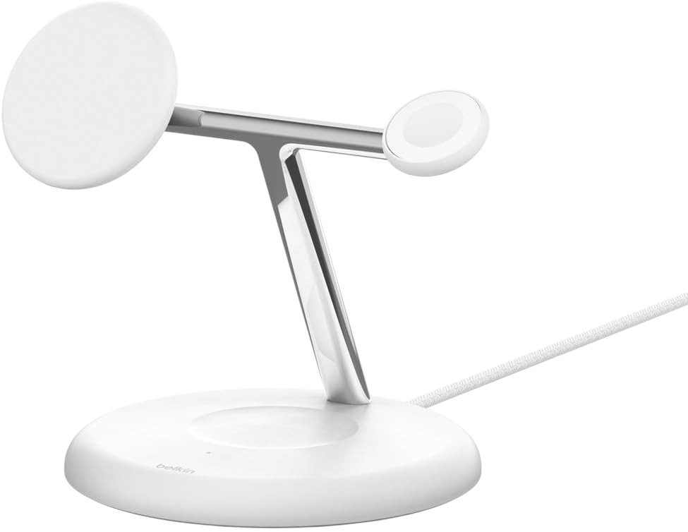 Беспроводное зарядное устройство Belkin 3в1 Magnetic Adjustable Pad Qi2 15Вт White (WIZ023VFWH) - Фото 1