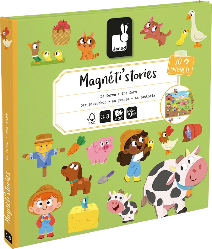 Настольная игра магнитная (3-4 года) Janod Ферма 30 ел. (J05451) - Фото 1