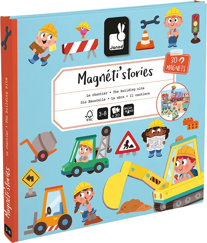 Настольная игра магнитная (3-4 года) Janod Строительная площадка 30 эл. (J05454) - Фото 1
