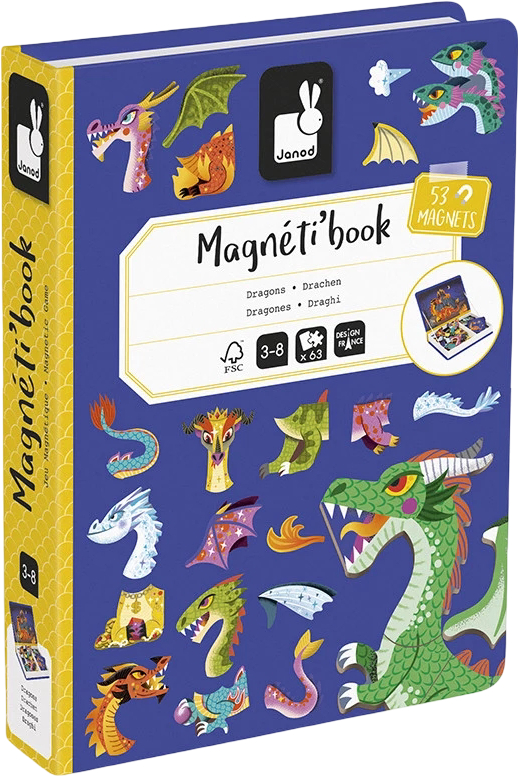 Настольная игра магнитная (3-4 года) Janod Драконы 53 эл. (J02527) - Фото 1
