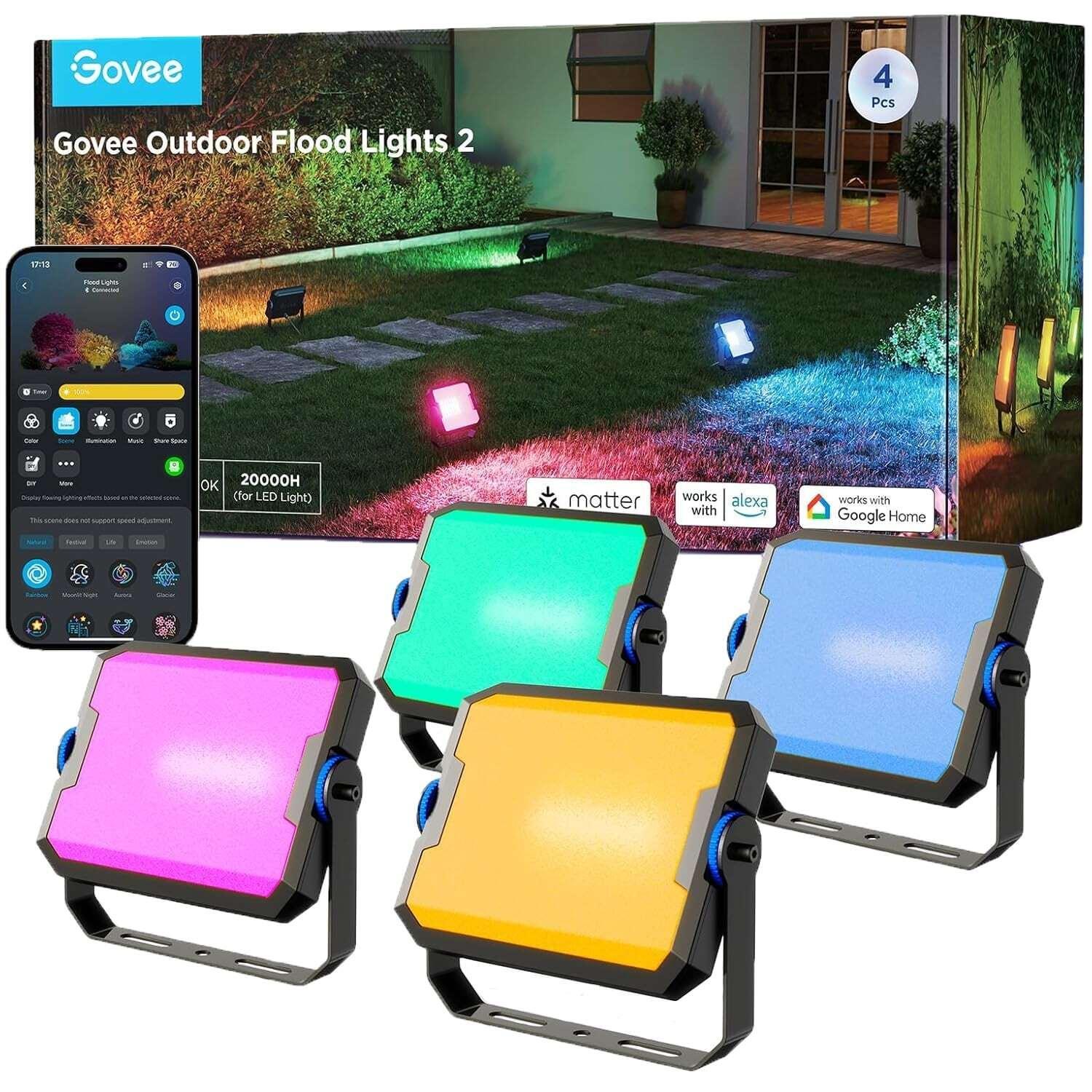 Светодиодный светильник Govee H8057 Outdoor FLood Lights 4 шт (H8057C11) - Фото 1