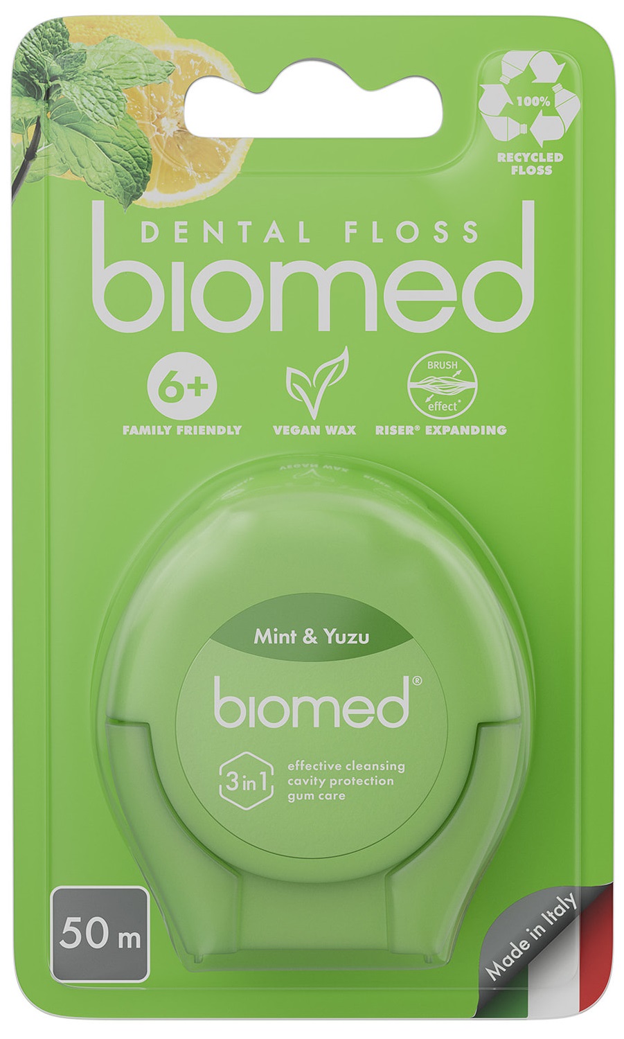 Зубная нить BioMed вкус мяты и юза 50 м (7640168937249) - Фото 1