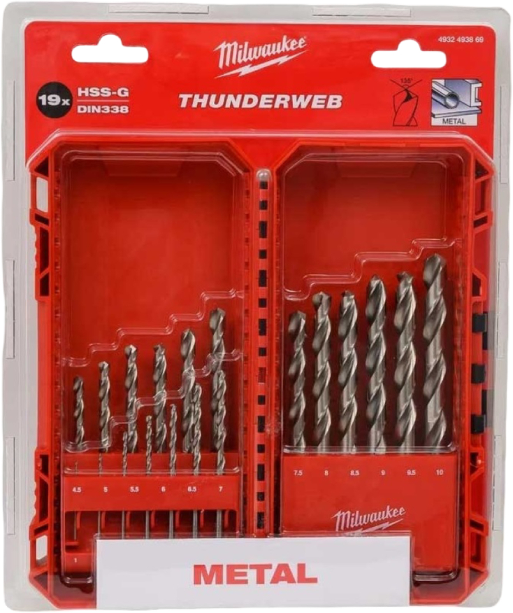 Набір свердел Milwaukee HSS-G THUNDERWEB 19 шт. (4932493869) - Фото 1