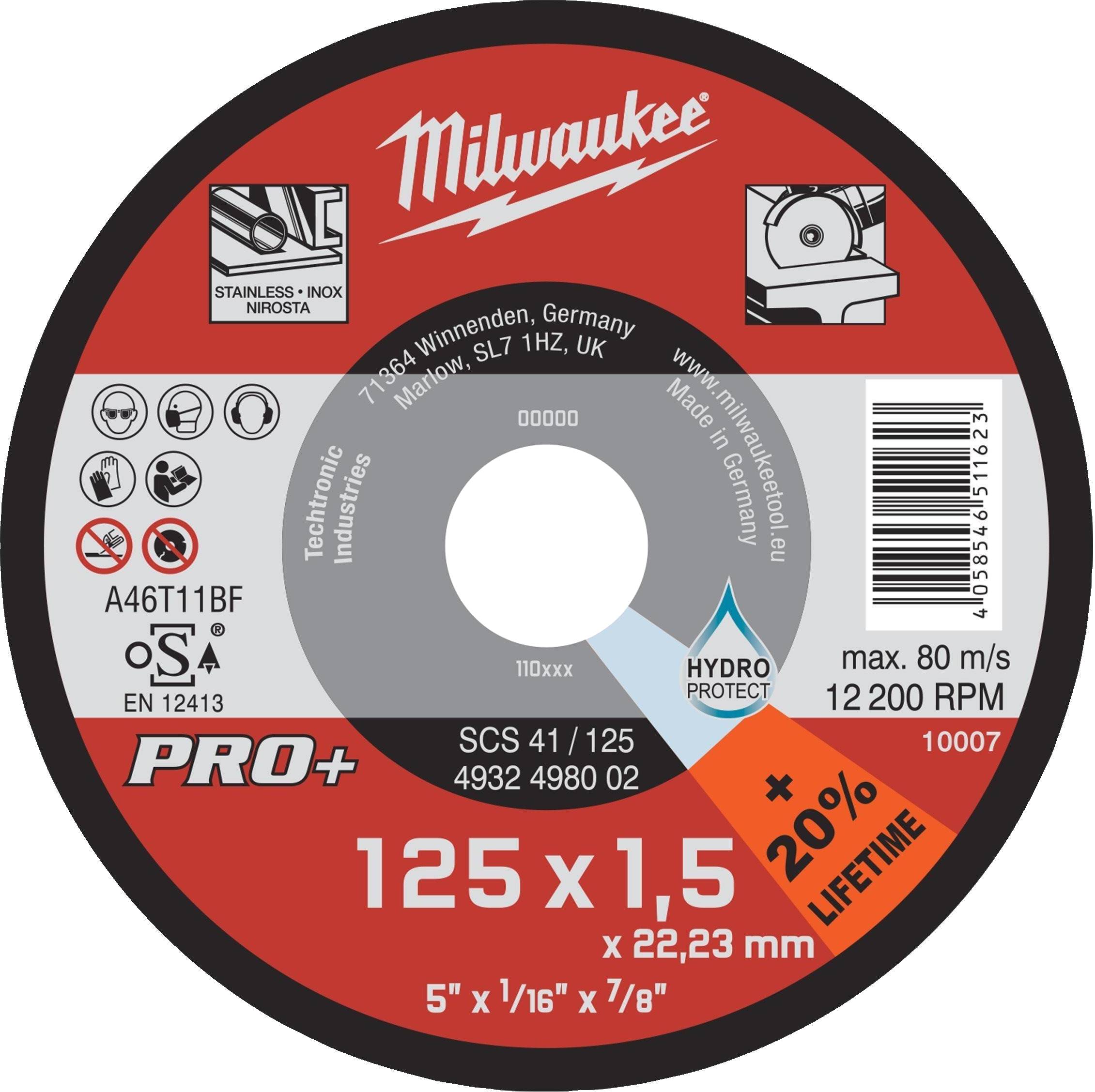Круг отрезной по металлу Milwaukee Pro+ SCS41 125х1.5х22.2 мм (4932498002) - Фото 1