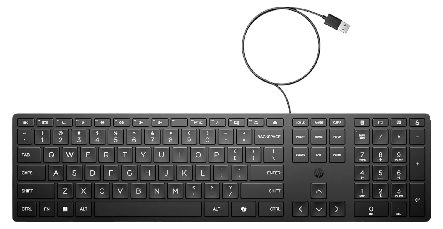 Клавиатура проводная HP 320K 109key USB-A EN/UK Black (9SR37UT) - Фото 1