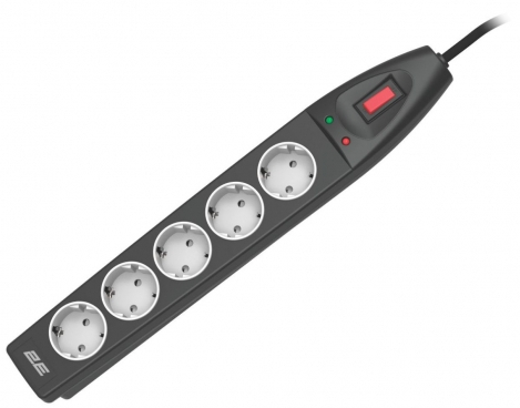 Сетевой фильтр 2E 5xТипF, 16A 10m Black (2E-SP515M10BK) - Фото 1