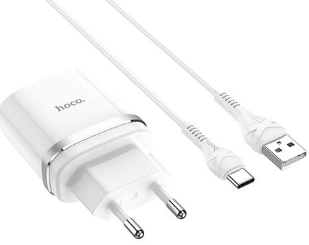 Сетевое зарядное устройство HOCO C12Q Smart QC3.0 charger set(Type-C) 18W White (6931474716309) - Фото 1