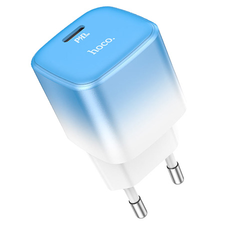 Сетевое зарядное устройство HOCO C101A single port PD20W charger Ice Blue (6931474769374) - Фото 1