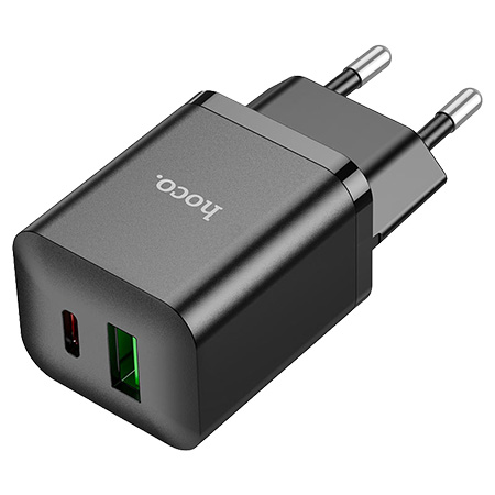 Сетевое зарядное устройство HOCO N28 Founder PD20W+QC3.0 charger Black (6931474783509) - Фото 1