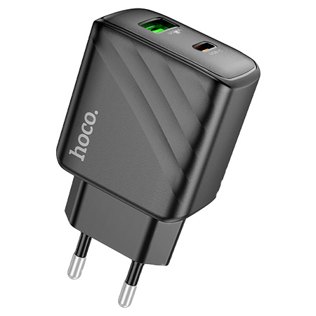 Сетевое зарядное устройство HOCO CS23A Sunlight dual port PD30W+QC3.0 charger Black (6942007609944) - Фото 1
