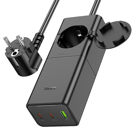 Сетевое зарядное устройство HOCO NS4 Sharp PD65W(2C1A) Black (6942007617352) - Фото 1
