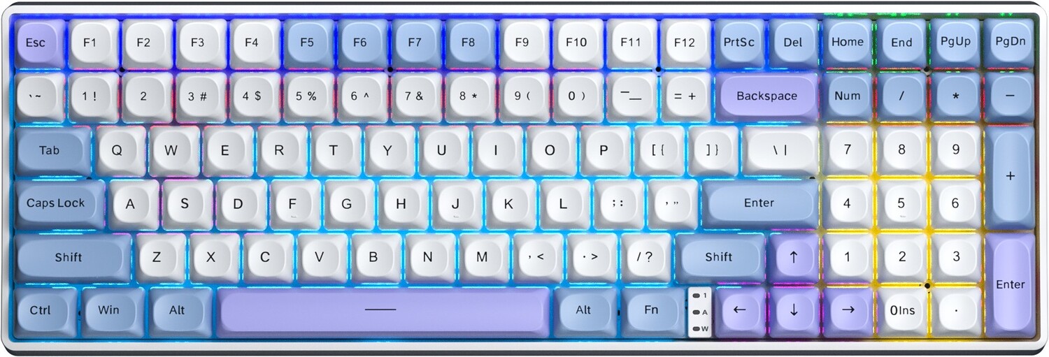 Клавиатура беспроводная игровая Aula S100pro Red switch 2.4G wireless White/Blue EN/UA (6948391205762) - Фото 1