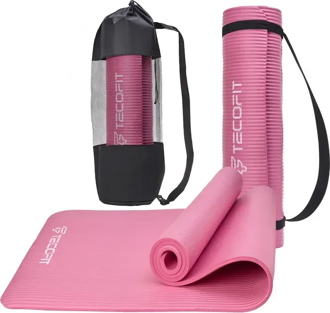 Коврик для йоги и фитнеса TECOFIT 183х61х1 см NBR Pink (TOP20106462/3) - Фото 1