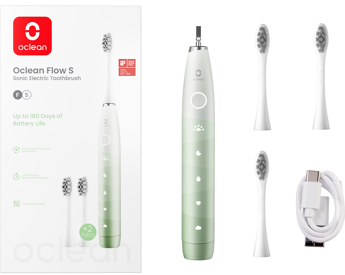 Зубная щетка электрическая Oclean Flow S Electric Toothbrush Green (6970810557336) - Фото 1